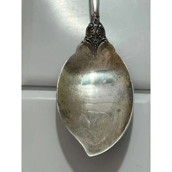 Wallace Sterling Silver Jelly Server Grande Baroque Intricate Vintage Jam Spoon - Picture 3 of 8